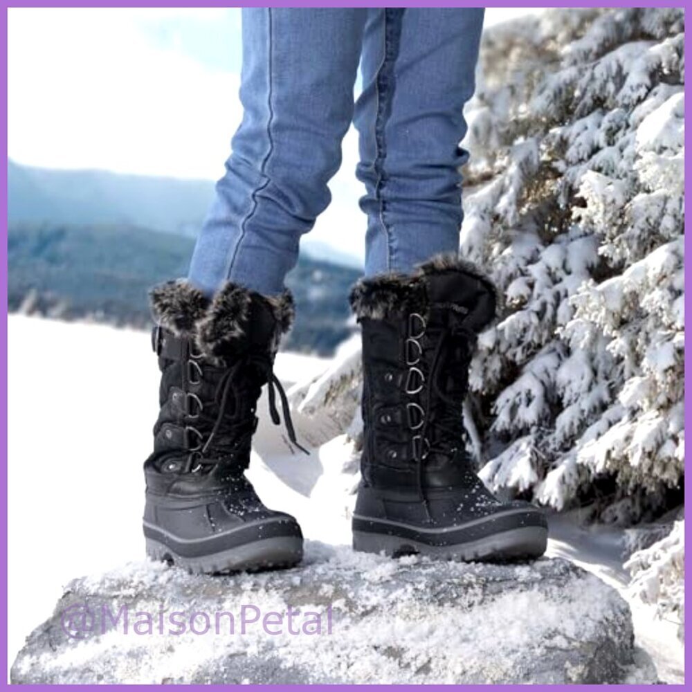Water-Resistant Snow Boots with Faux Fur Lining, Anti-Slip Outsole, Zip Closure - Picture 2 of 7